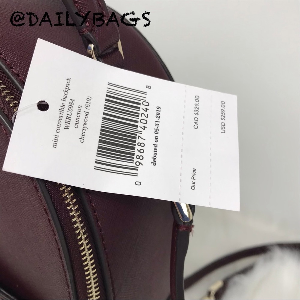 KATE SPADE MINI CONVERTIBLE BACKPACK CHERRY WALLET - Picture 2 of 8